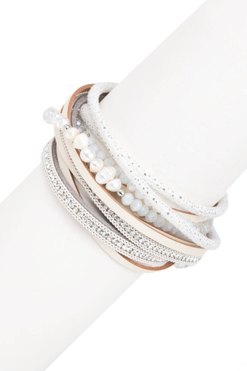 Serilda Pearl Leather Wrap Bracelet