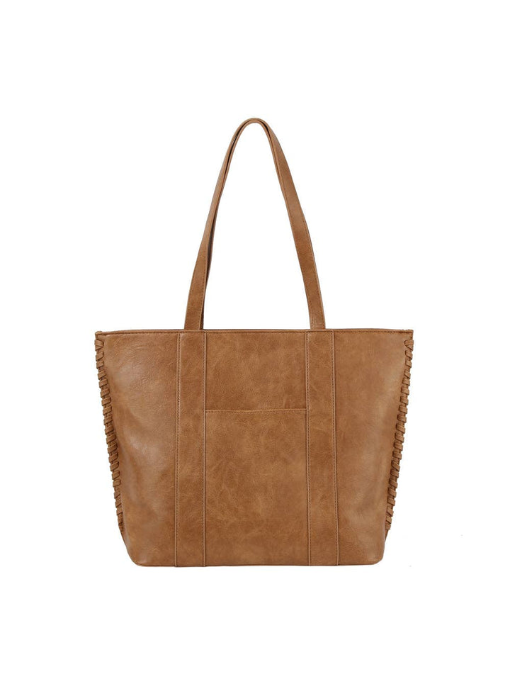 Side Braided Detail Tote tan