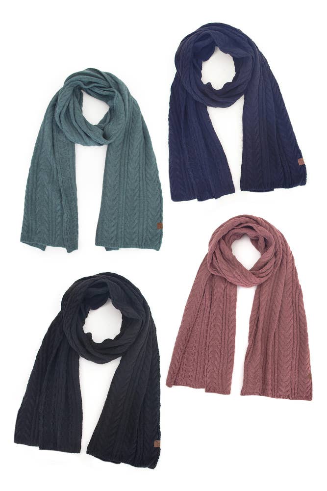 C.C Cable Winter Scarf coco berry