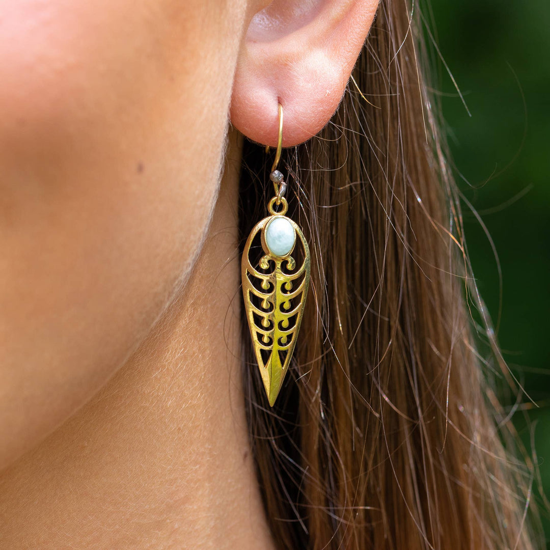 Tanvi Gold-Plated Amazonite Earrings Reverse Teardrop