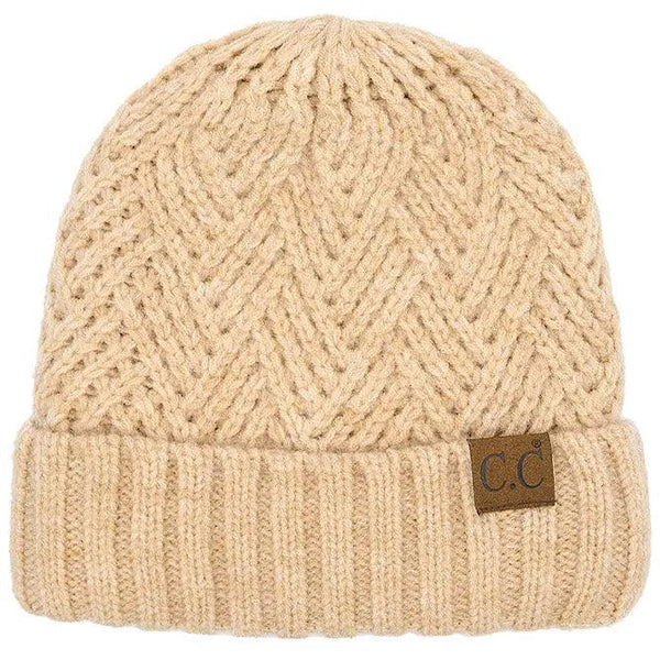 C.C Criss-Cross Pattern Cuff Beanie Hat - Shop Emma's 