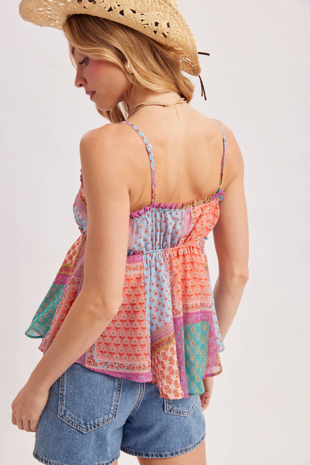 Bluivy - Boho Patchwork Tank Top Blue 5