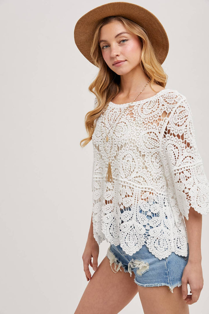 Bluivy Crochet Lace Top - Ivory