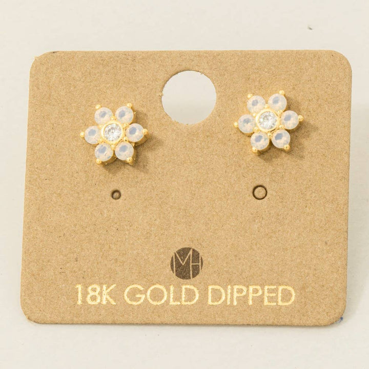 Gold Dipped Dainty Flower Stud Earrings