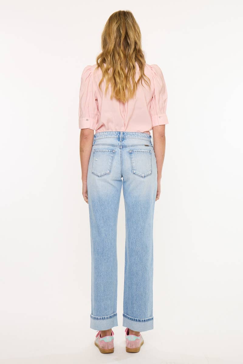 Kan Can USA Found Low Rise Loose Straight Jeans in Light Wash  back 1
