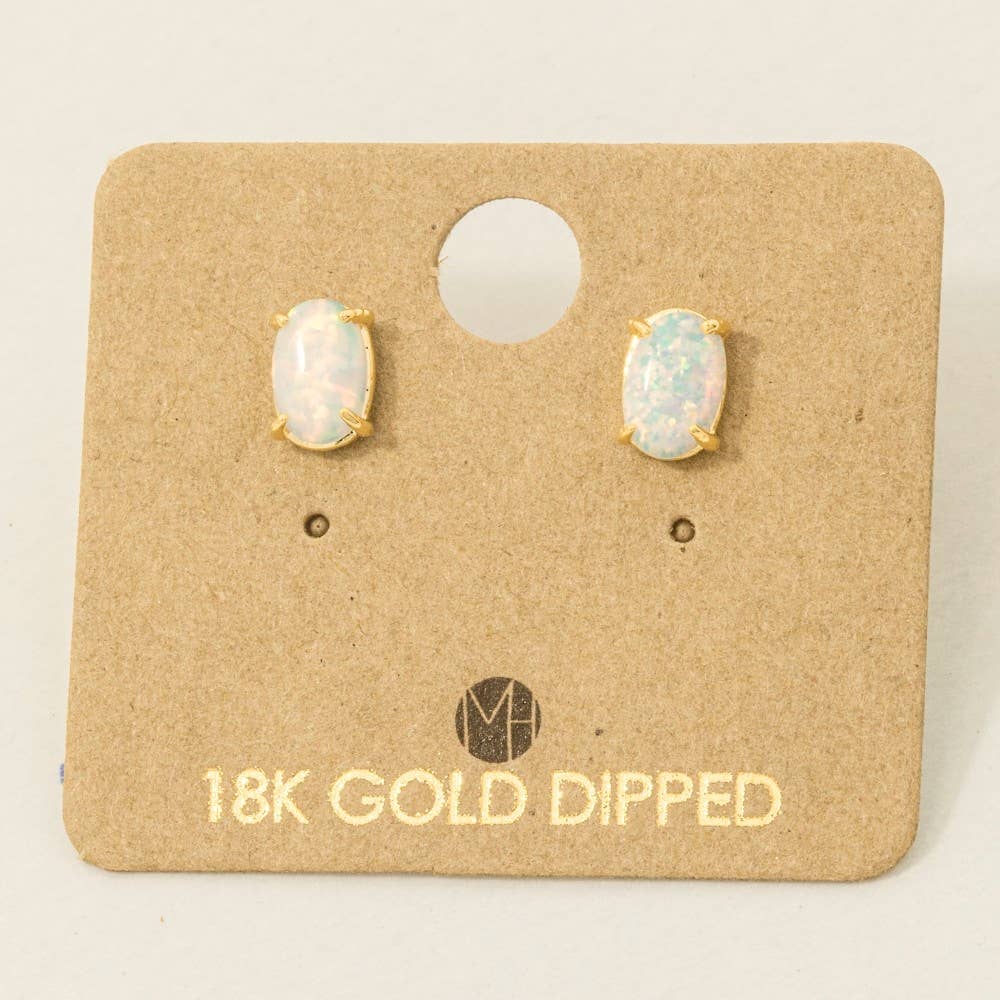 Gold Dipped Opal Stone Stud Earrings1