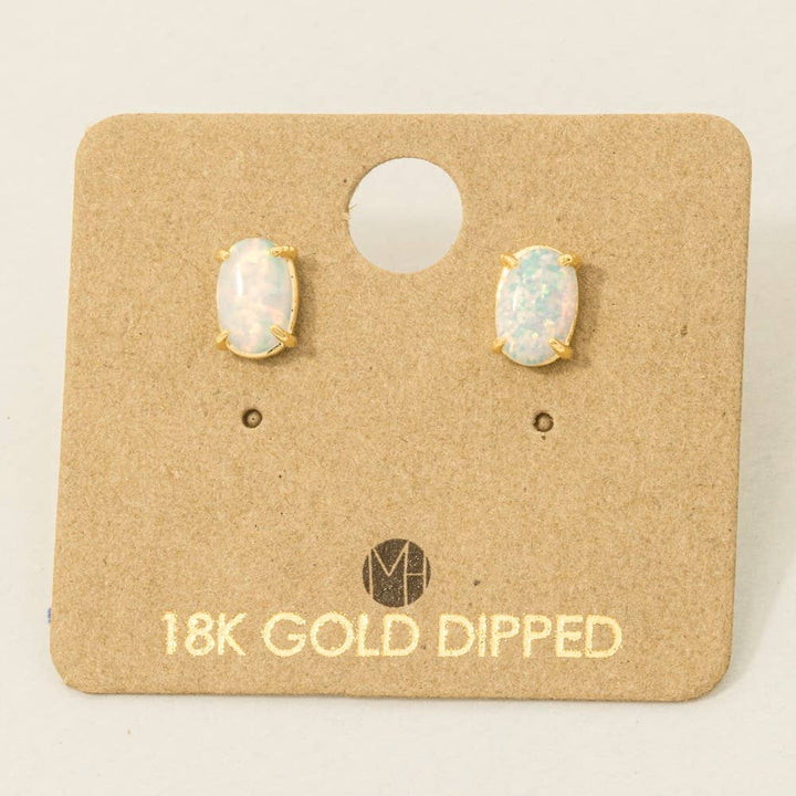 Gold Dipped Opal Stone Stud Earrings1