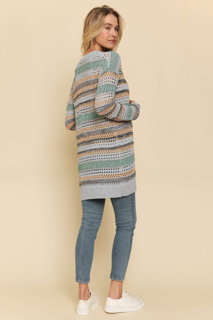 Mystree - Mix Weaved Cardigan Lt. Grey/Must back2