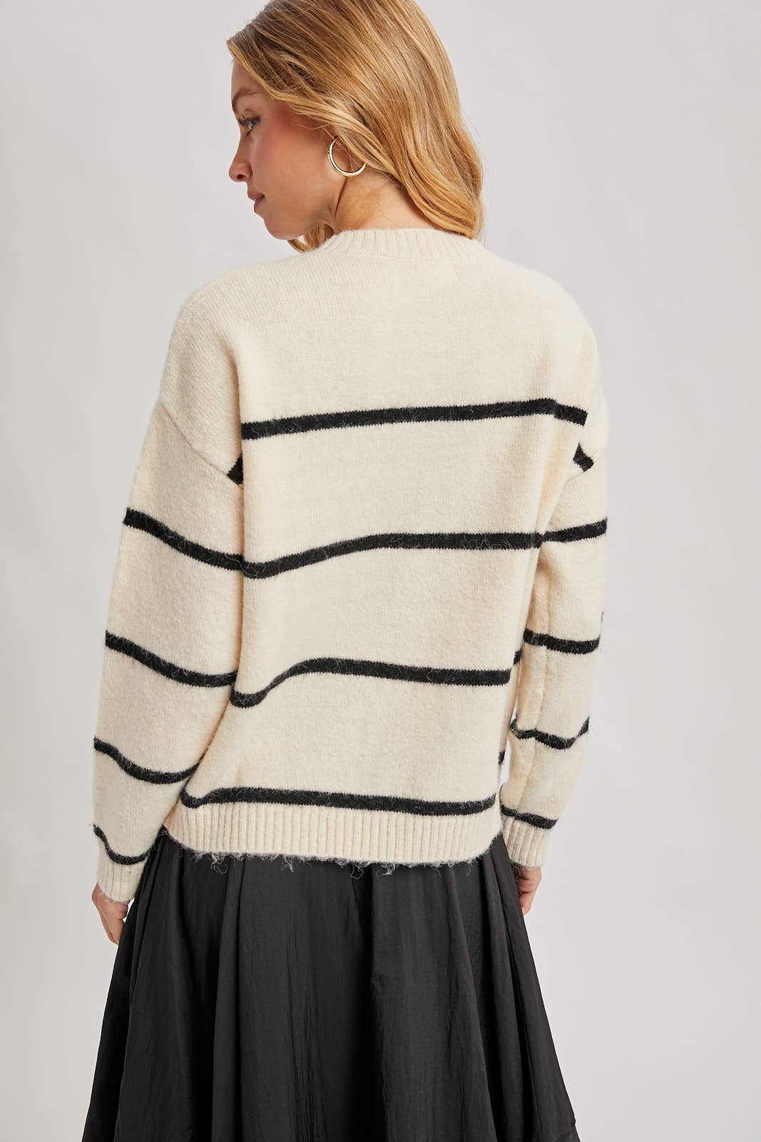 Bluivy Striped Fuzzy Knit Sweater