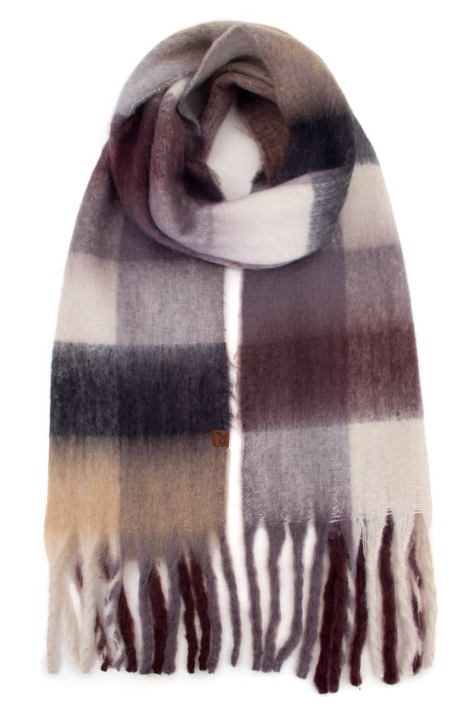 C.C Multi Color Block Plaid Scarf