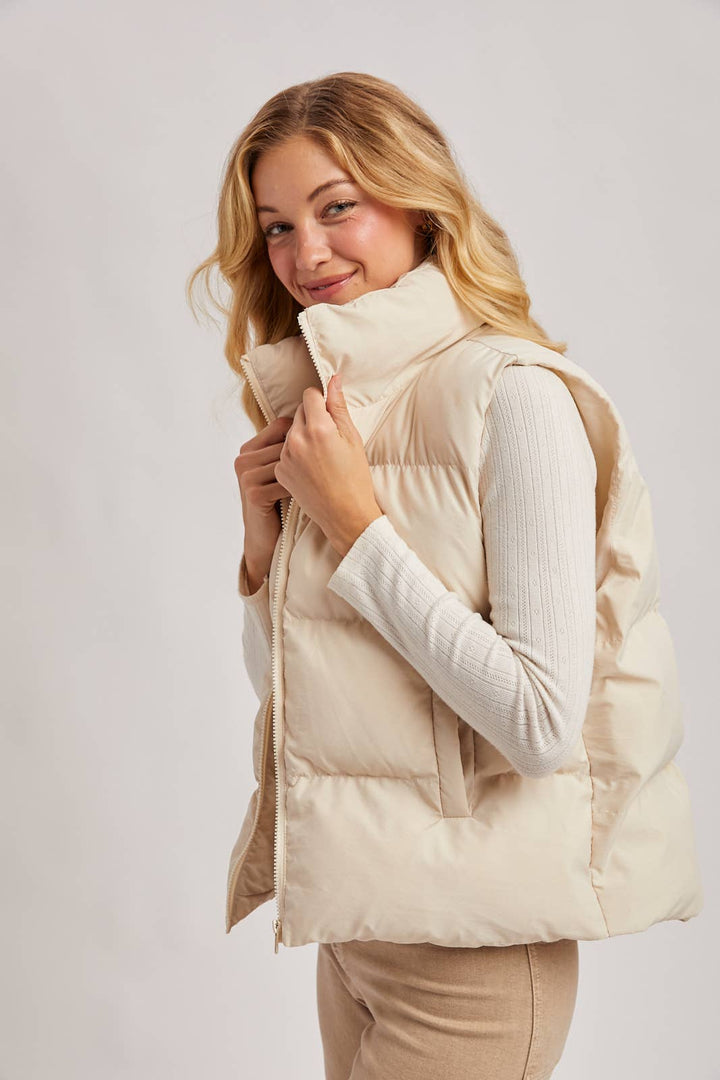 Zipper Puffer Vest wht2