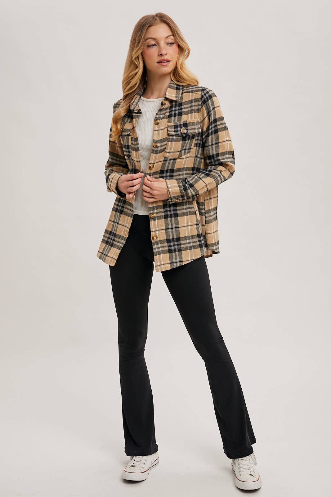 Bluivy - Flannel Plaid Shacket taupe 8