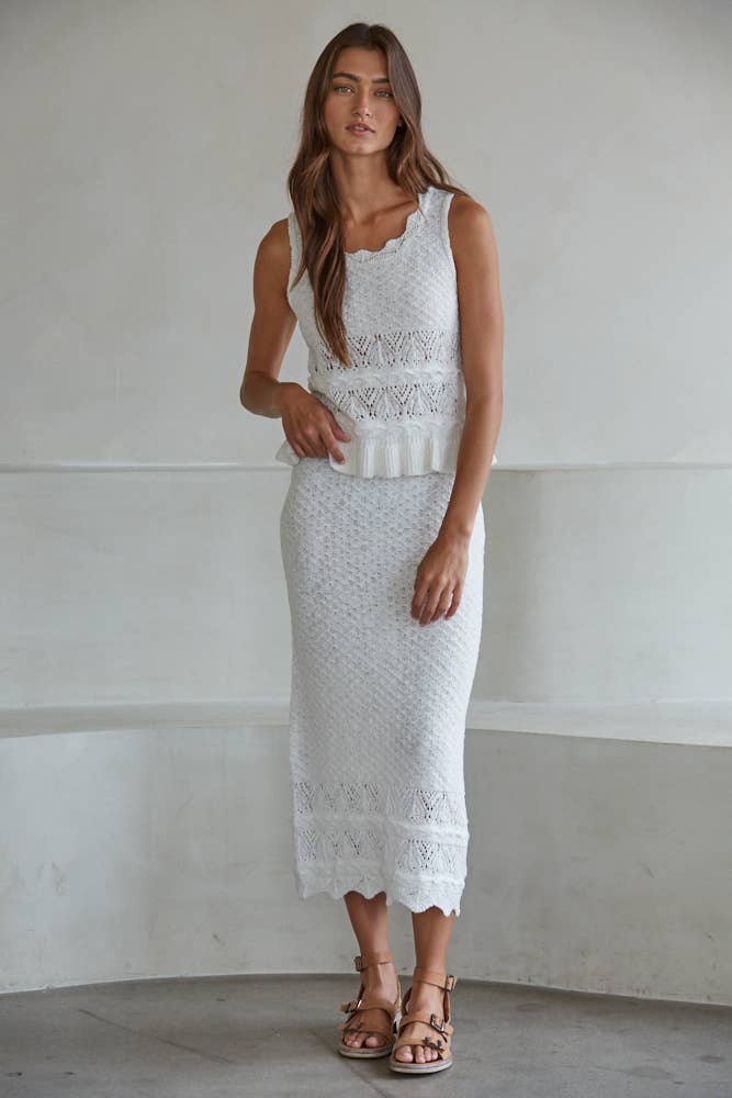 By Together - Knit Sweater Crochet Top White
