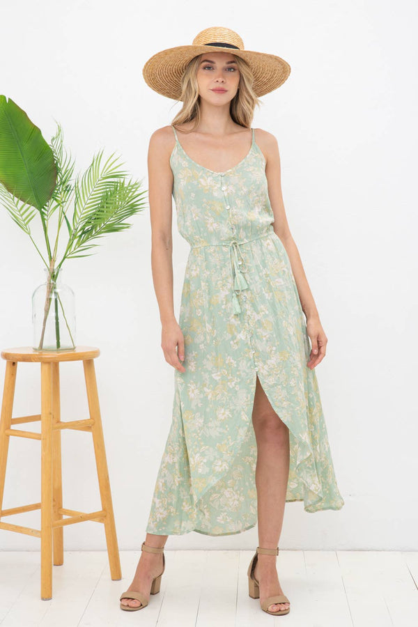 Tropical Floral Button Up Midi Dress FINAL SALE