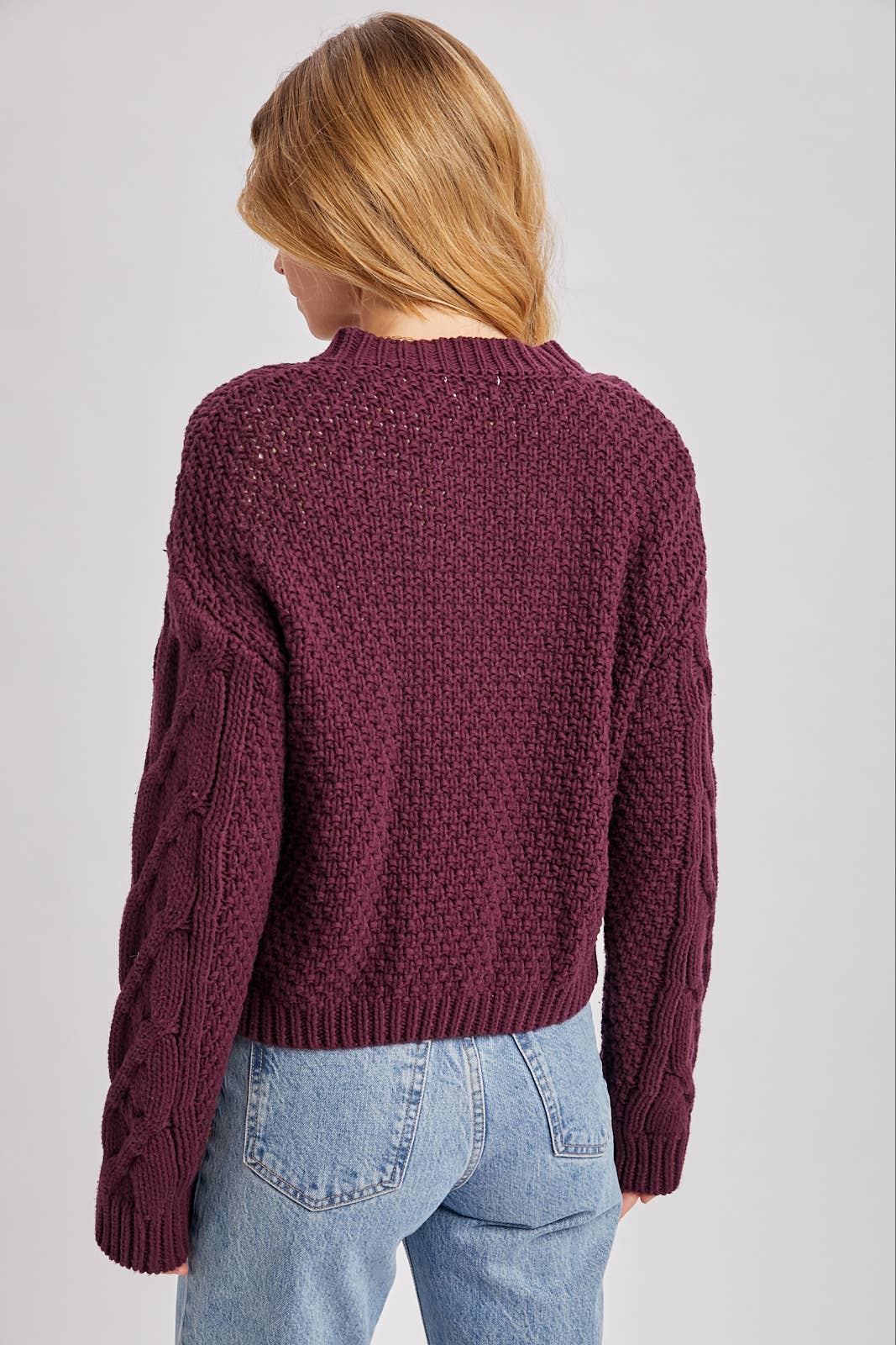 Bluivy Cropped Button Sweater plum 8