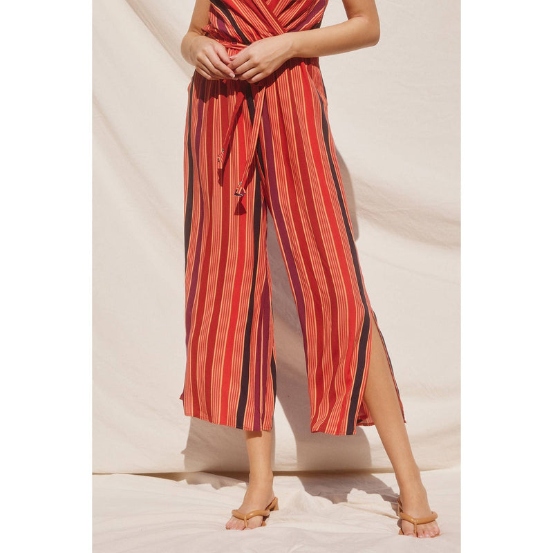 Striped Surplice Jumpsuit