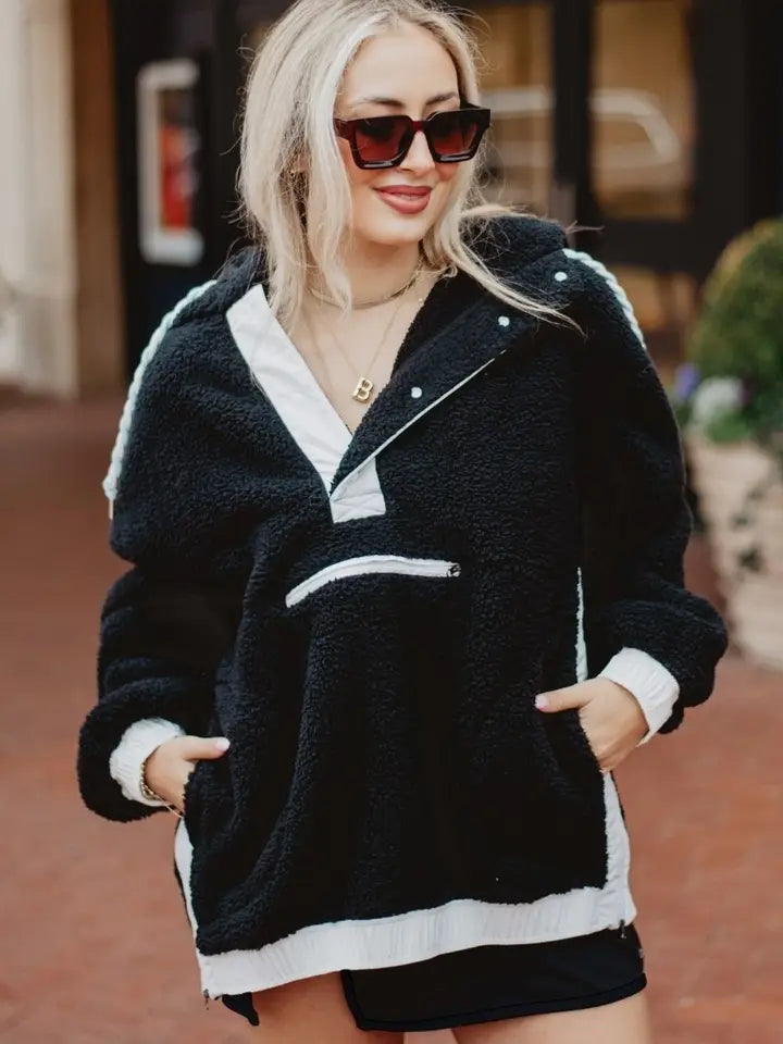 Katydid Black Sherpa Fleece Pullover