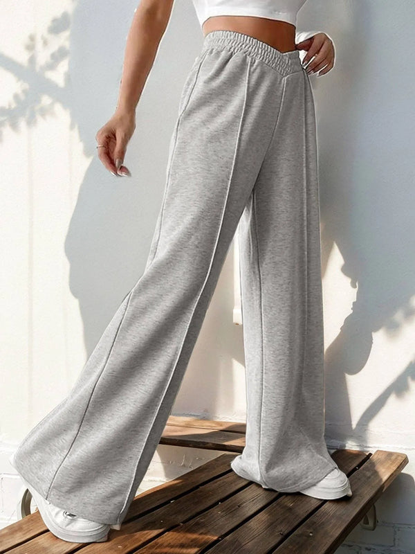 Casual Elastic V-shaped Wide-leg Pants - Shop Emma's 