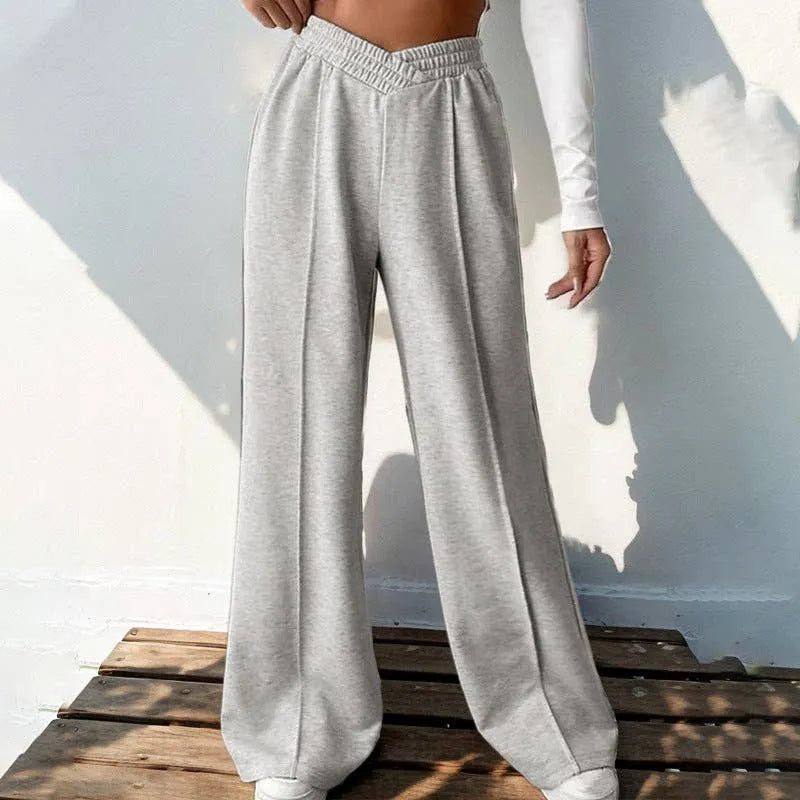 Casual Elastic V-shaped Wide-leg Pants - Shop Emma's 