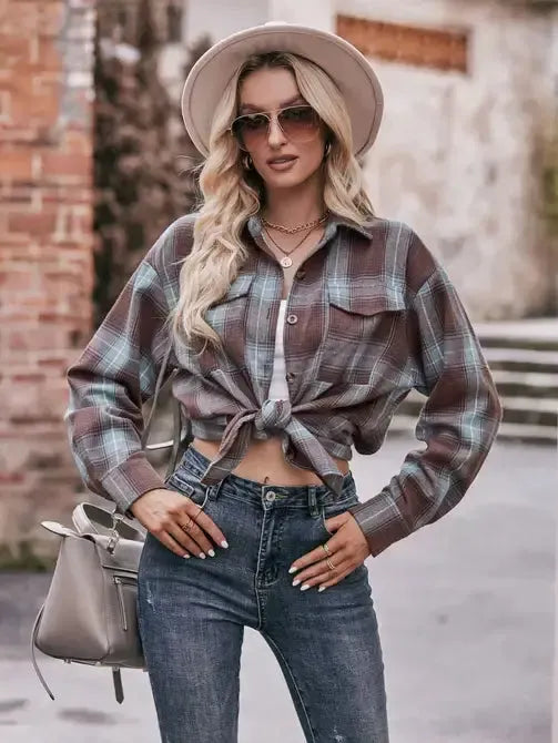 Casual Loose Plaid Shirt - Shop Emma's 