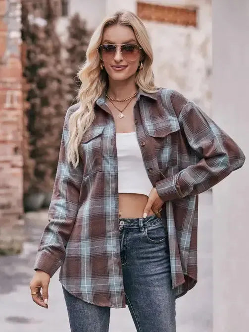 Casual Loose Plaid Shirt - Shop Emma's 