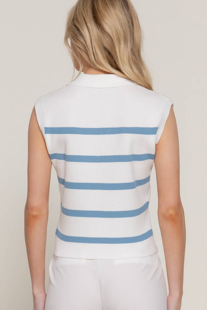 Stripe Polo Spring Sweater