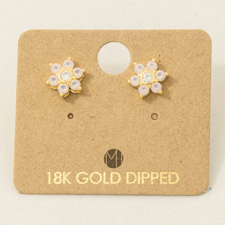 Gold Dipped Dainty Flower Stud Earrings