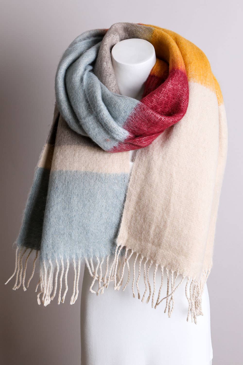 Color Block Faux Mohair Scarf