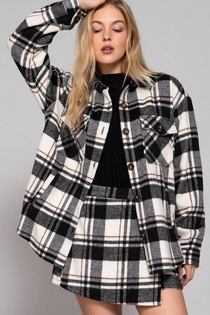 Wool Plaid Jacket Black 2