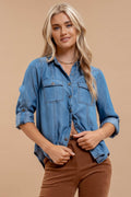 Chambray Collared Pocket Shirt - Shop Emma's 