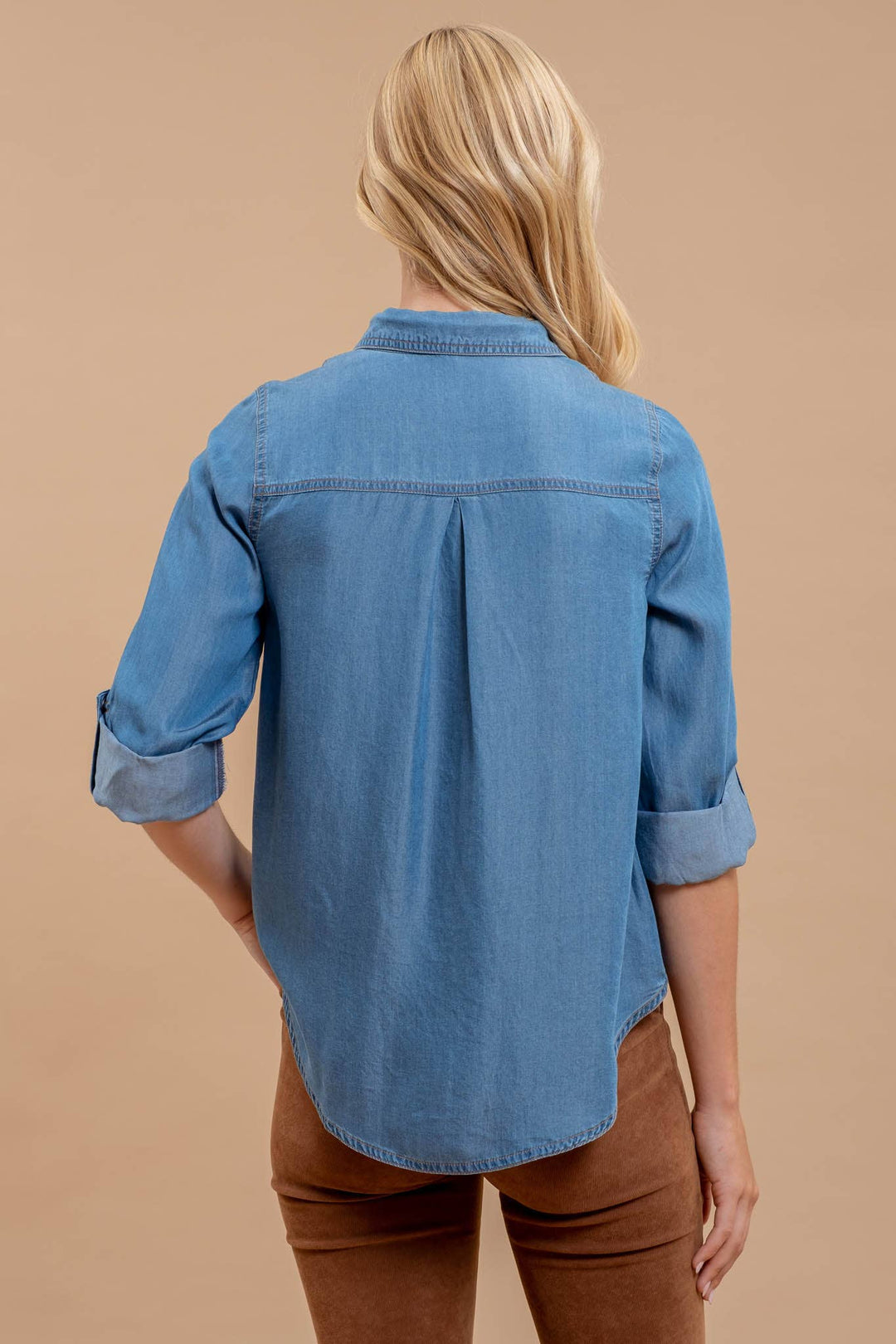 Chambray Collared Pocket Shirt - Shop Emma's 