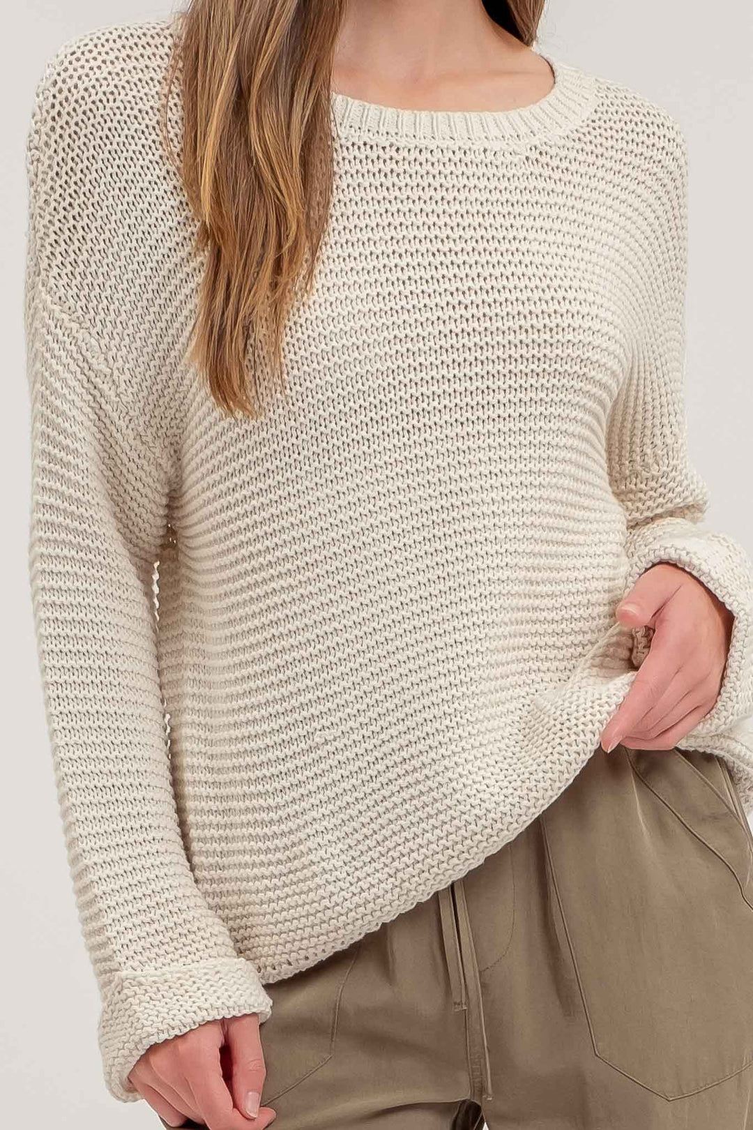 Chunky Knit Longsleeve Sweater Oatmeal - Shop Emma's 