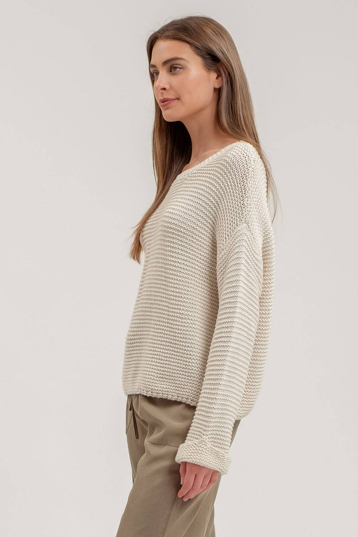 Chunky Knit Longsleeve Sweater Oatmeal - Shop Emma's 