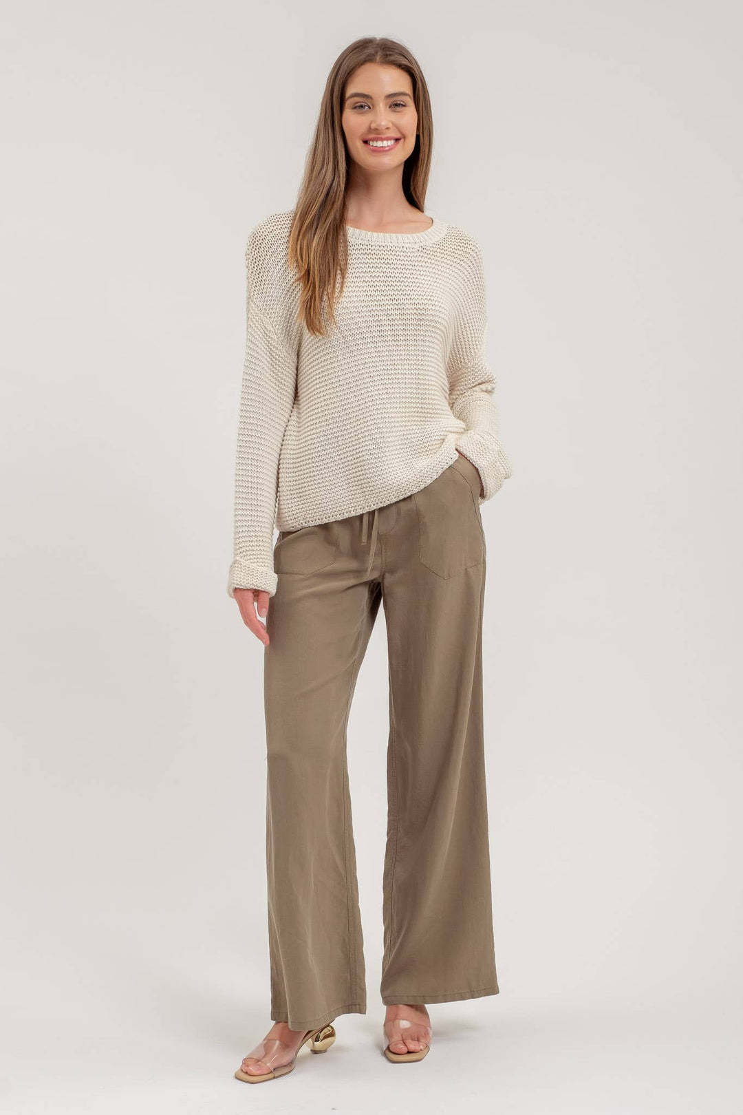 Chunky Knit Longsleeve Sweater Oatmeal - Shop Emma's 