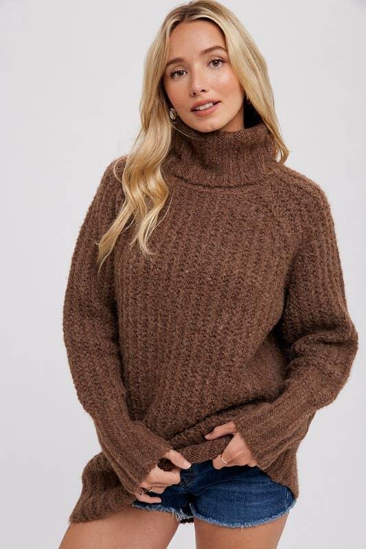 Chunky Turtleneck Tunic Sweater - Shop Emma's 