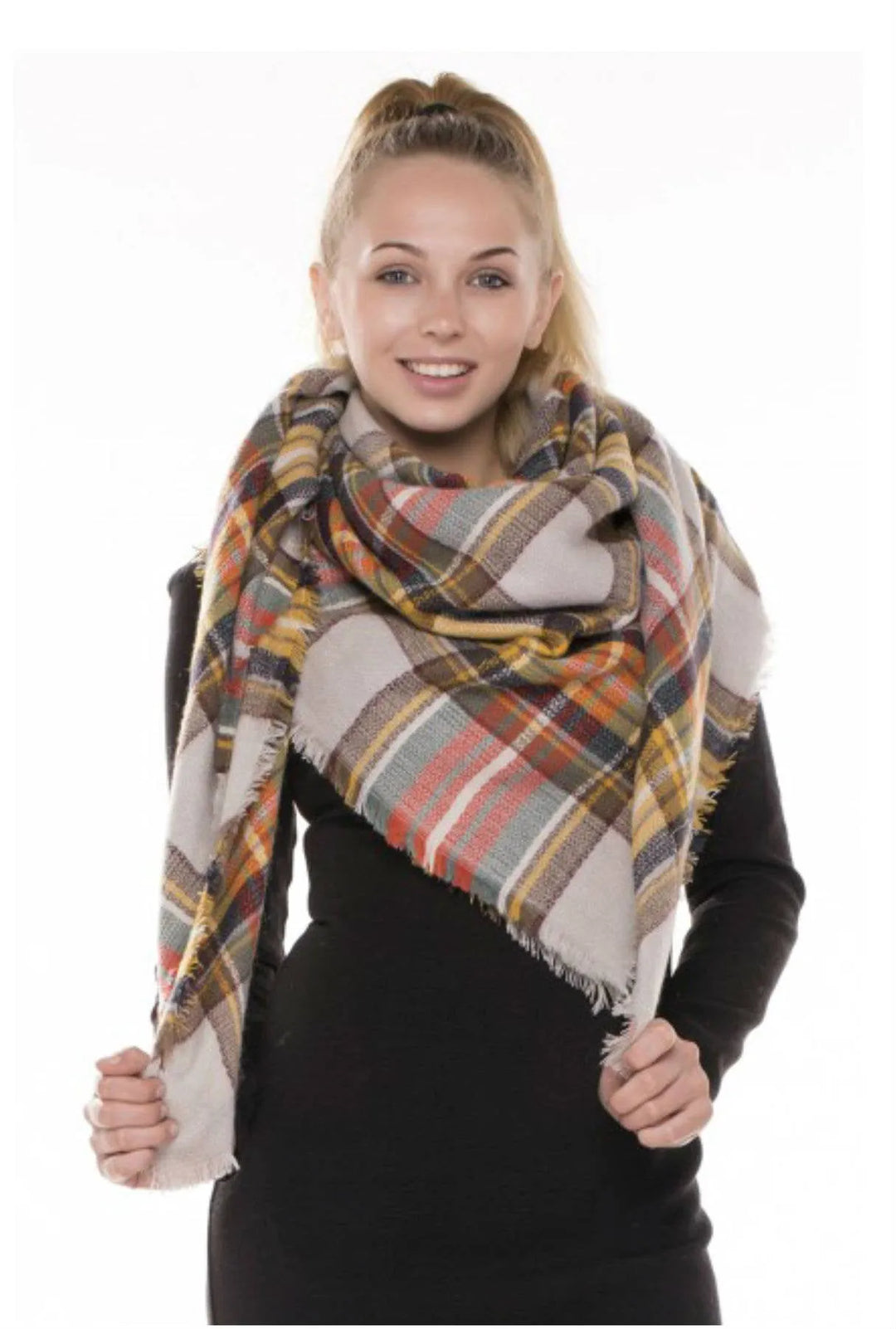 Classic Plaid Square Blanket Scarf - Shop Emma's 