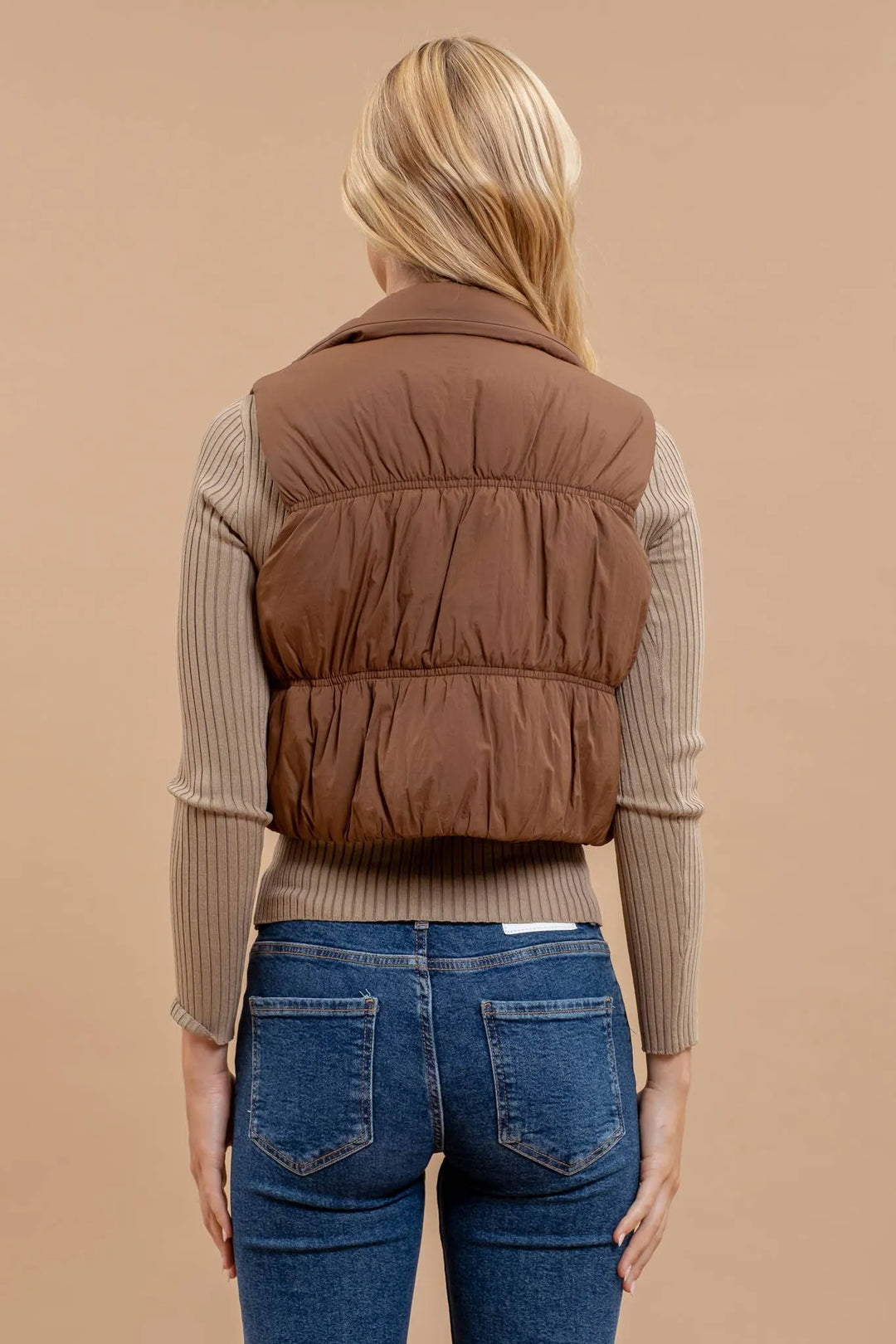 Collared Cropped Puffer Vest - Shop Emma's 