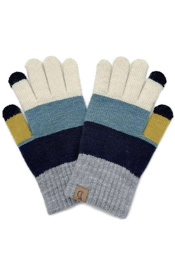 Color Block Knit Touch Gloves - Shop Emma's 