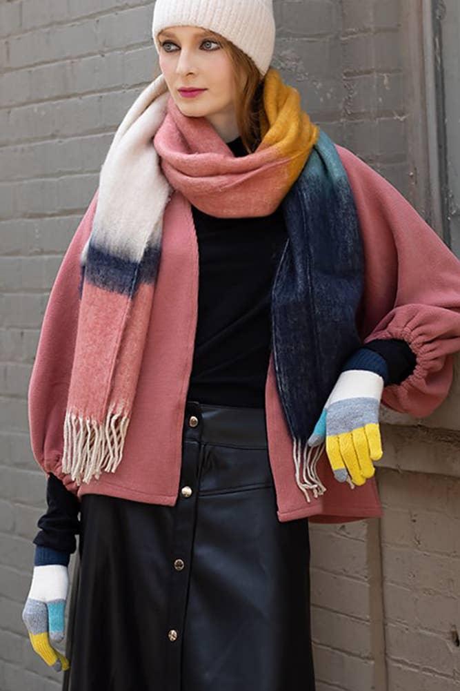 Color Block Knit Touch Gloves - Shop Emma's 