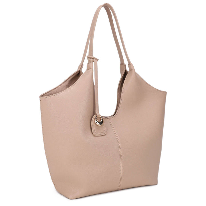 Avery Vegan Leather Tote Shoulder Bag in Taupe 1