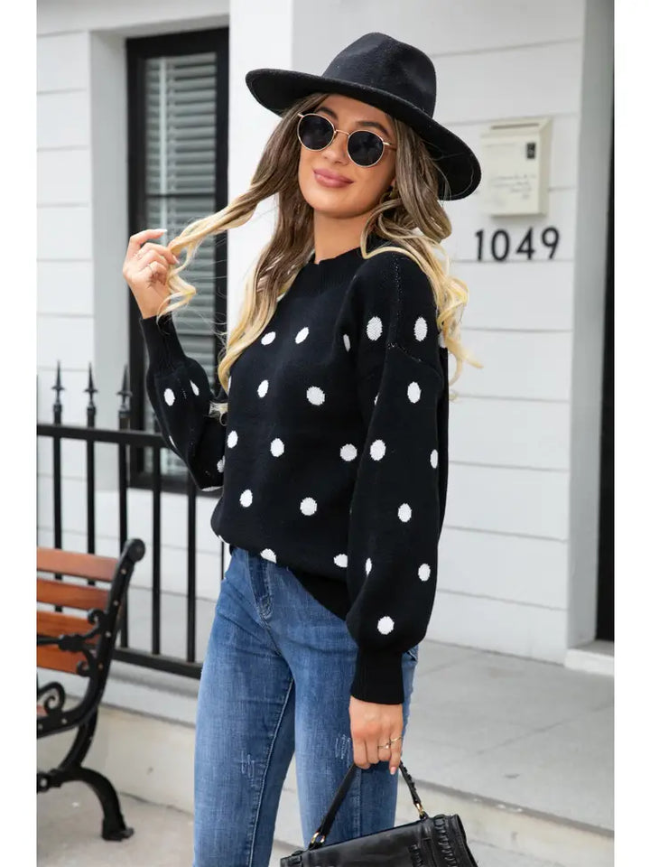 Polka Dot Knit Sweater