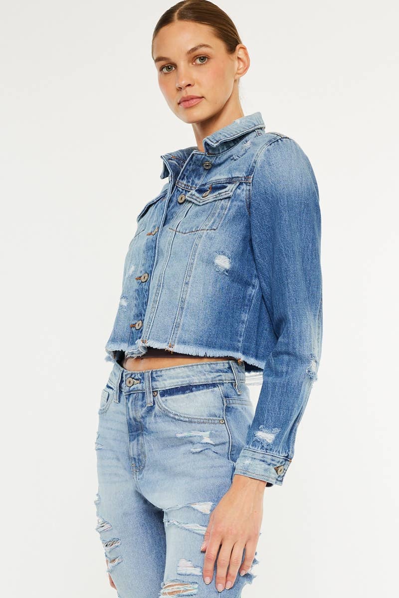 Kan Can USA Destructed Denim Jacket in Medium Wash 4