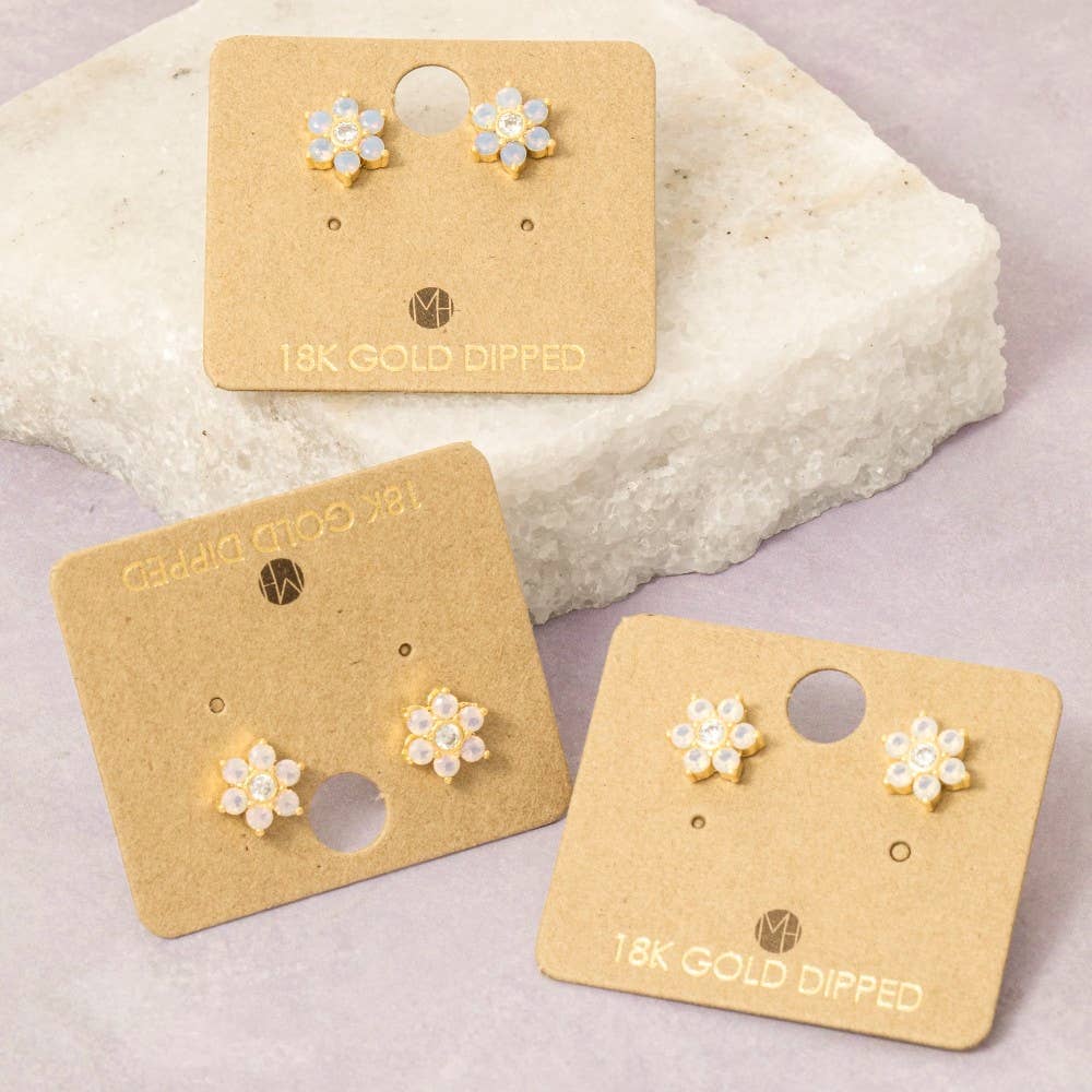 Gold Dipped Dainty Flower Stud Earrings1