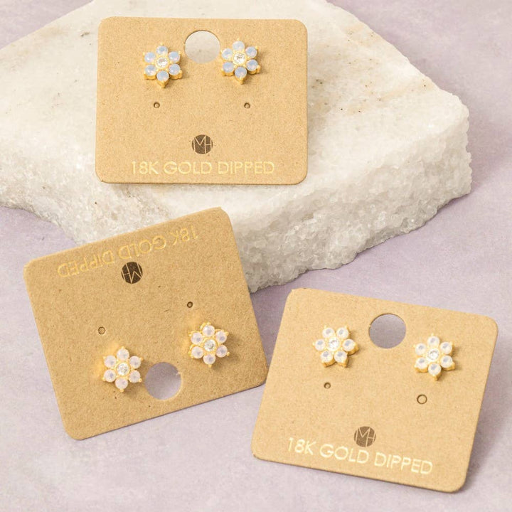 Gold Dipped Dainty Flower Stud Earrings1