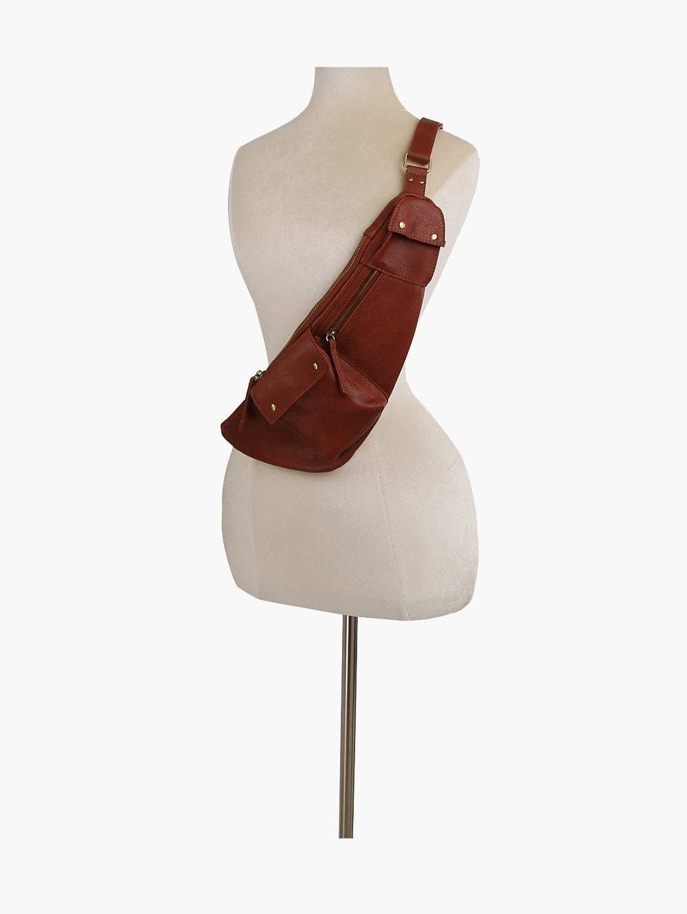 Leather Sling Bag Crossbody Daypack