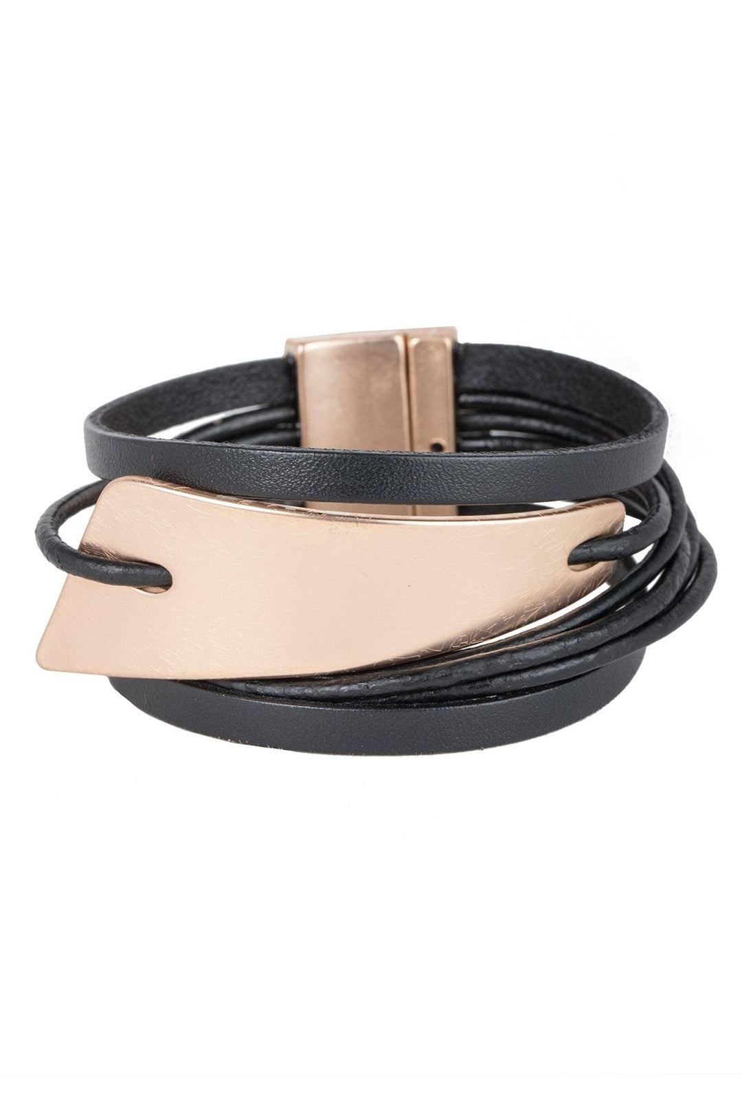 Saachi Absolute Zero Metallic Plated Leather Cuff Bracelet