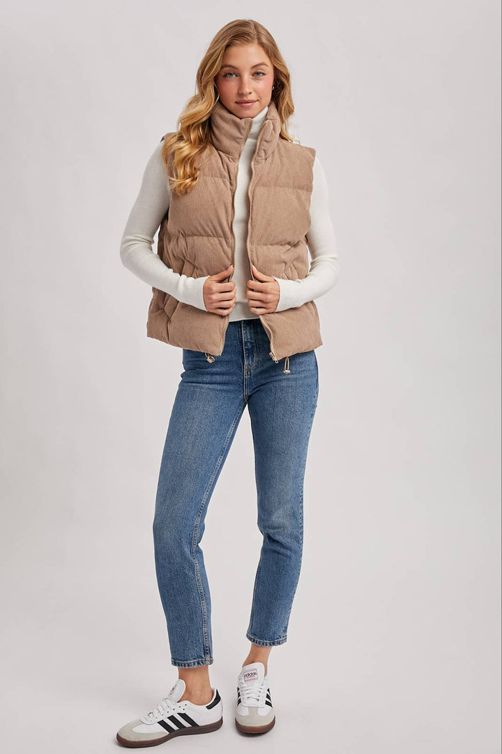 Corduroy Puffer Vest mushroom5