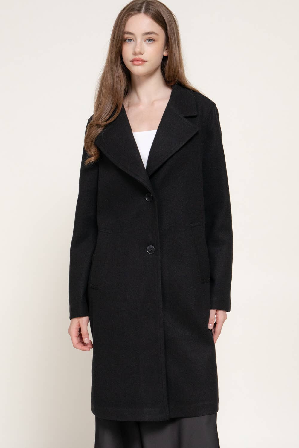 Active Basic - Long Sleeve Soft Long Coat in Black 2