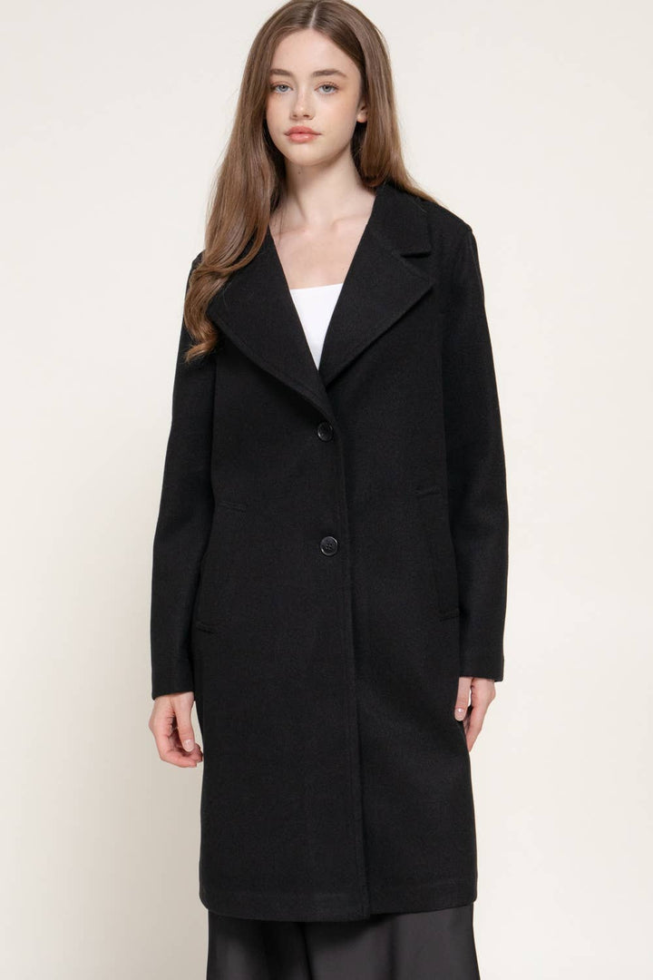Active Basic - Long Sleeve Soft Long Coat in Black 2