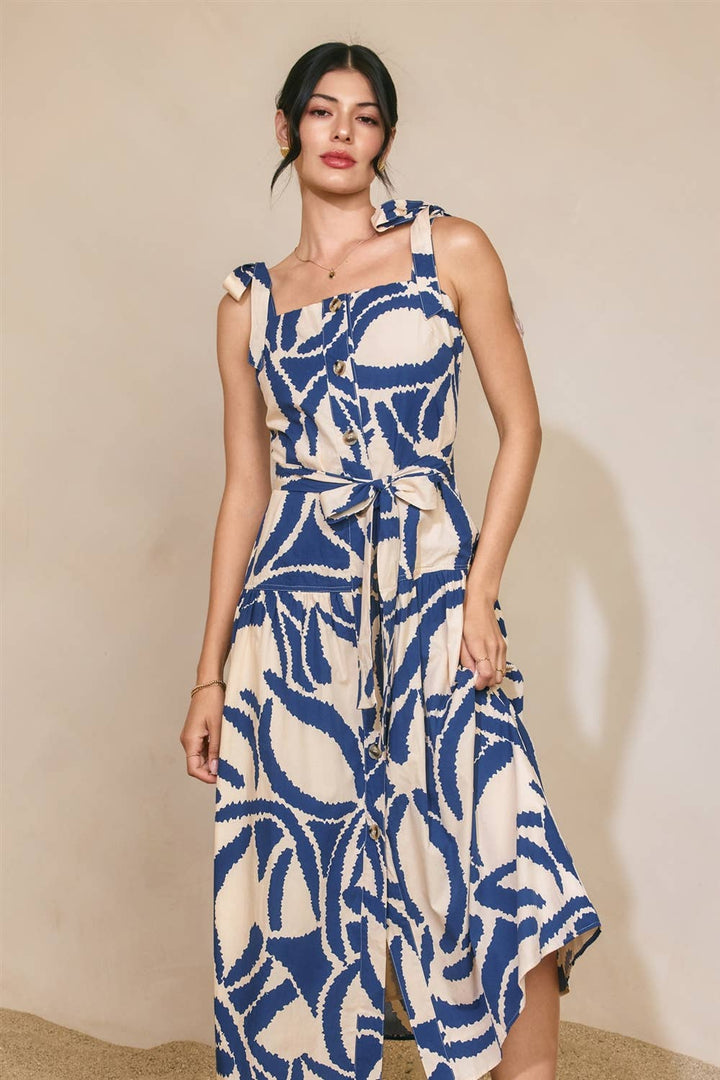 Dress Forum - Tide and Seek Button Down Midi Dress in Blue 1